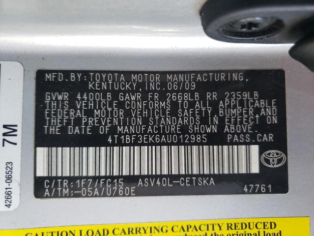 Photo 9 VIN: 4T1BF3EK6AU012985 - TOYOTA CAMRY BASE 