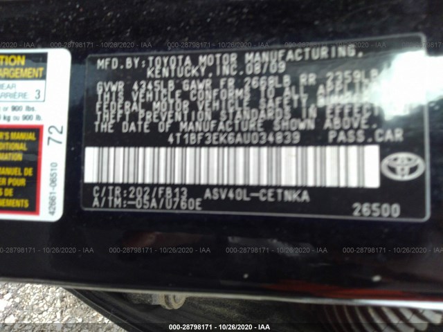 Photo 8 VIN: 4T1BF3EK6AU034839 - TOYOTA CAMRY 