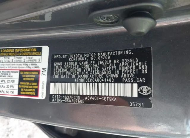 Photo 8 VIN: 4T1BF3EK6AU041483 - TOYOTA CAMRY 