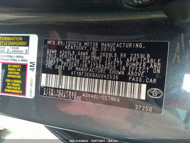 Photo 8 VIN: 4T1BF3EK6AU042536 - TOYOTA CAMRY 