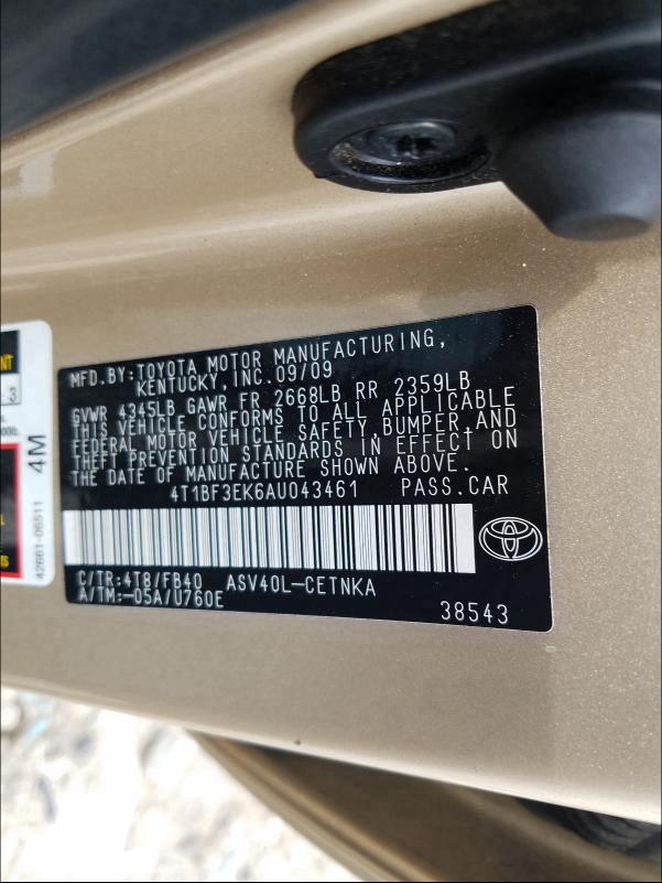 Photo 9 VIN: 4T1BF3EK6AU043461 - TOYOTA CAMRY BASE 