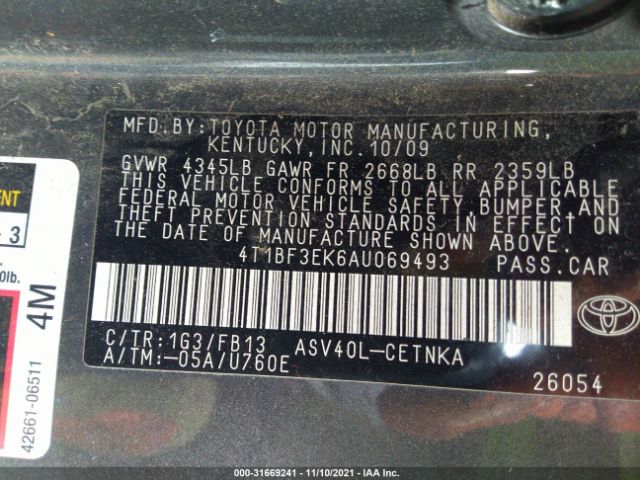 Photo 8 VIN: 4T1BF3EK6AU069493 - TOYOTA CAMRY 