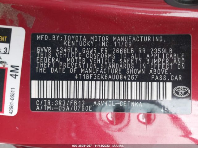 Photo 8 VIN: 4T1BF3EK6AU084267 - TOYOTA CAMRY 