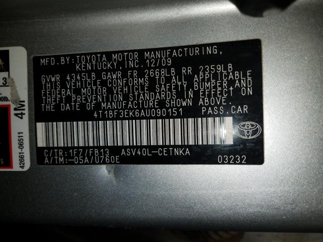 Photo 9 VIN: 4T1BF3EK6AU090151 - TOYOTA CAMRY BASE 