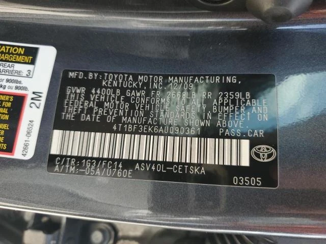 Photo 11 VIN: 4T1BF3EK6AU090361 - TOYOTA CAMRY BASE 