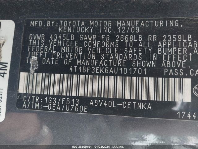 Photo 8 VIN: 4T1BF3EK6AU101701 - TOYOTA CAMRY 