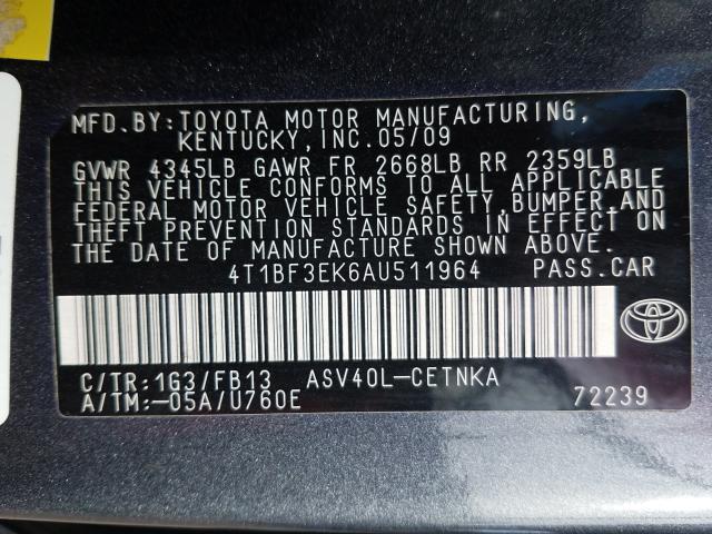 Photo 9 VIN: 4T1BF3EK6AU511964 - TOYOTA CAMRY BASE 