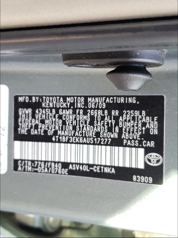 Photo 9 VIN: 4T1BF3EK6AU517277 - TOYOTA CAMRY BASE 