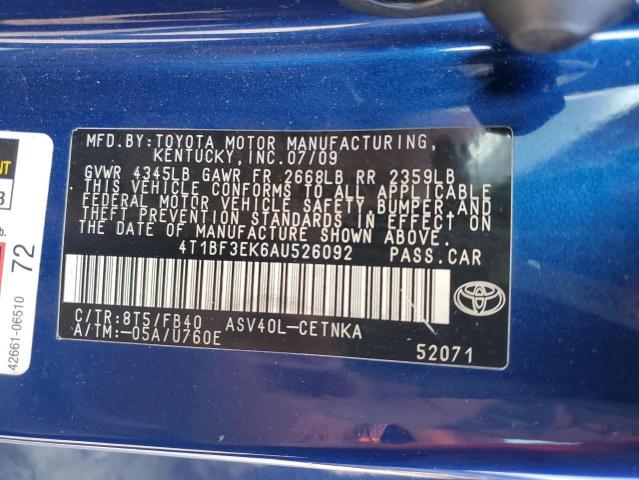 Photo 11 VIN: 4T1BF3EK6AU526092 - TOYOTA CAMRY 