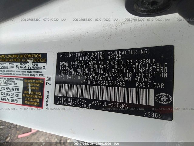 Photo 8 VIN: 4T1BF3EK6AU537383 - TOYOTA CAMRY 