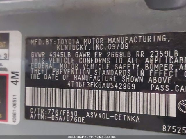 Photo 8 VIN: 4T1BF3EK6AU542969 - TOYOTA CAMRY 