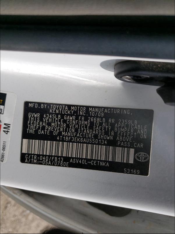 Photo 9 VIN: 4T1BF3EK6AU550134 - TOYOTA CAMRY BASE 