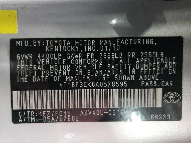 Photo 9 VIN: 4T1BF3EK6AU578595 - TOYOTA CAMRY BASE 