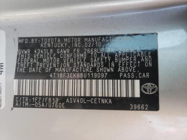 Photo 12 VIN: 4T1BF3EK6BU119097 - TOYOTA CAMRY BASE 