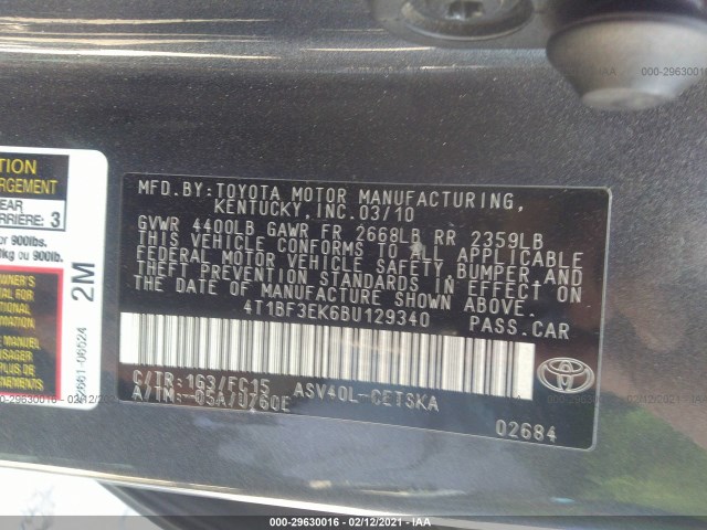 Photo 8 VIN: 4T1BF3EK6BU129340 - TOYOTA CAMRY 