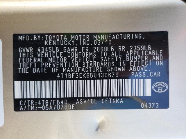 Photo 9 VIN: 4T1BF3EK6BU130679 - TOYOTA CAMRY 