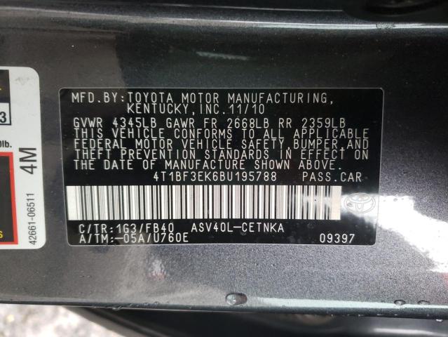 Photo 9 VIN: 4T1BF3EK6BU195788 - TOYOTA CAMRY BASE 