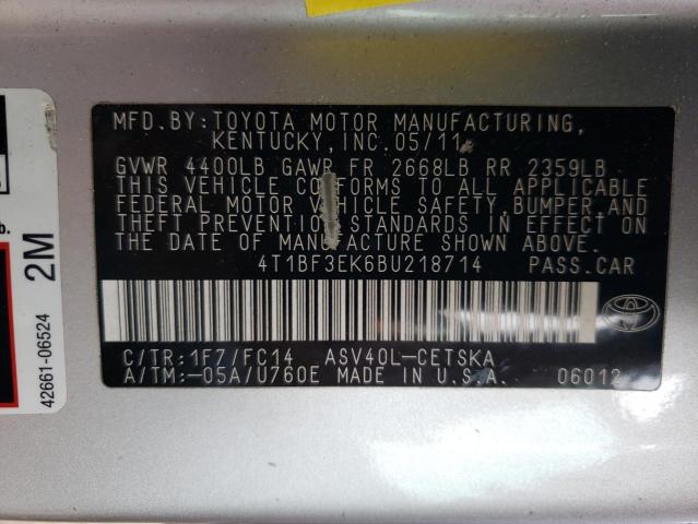 Photo 11 VIN: 4T1BF3EK6BU218714 - TOYOTA CAMRY 