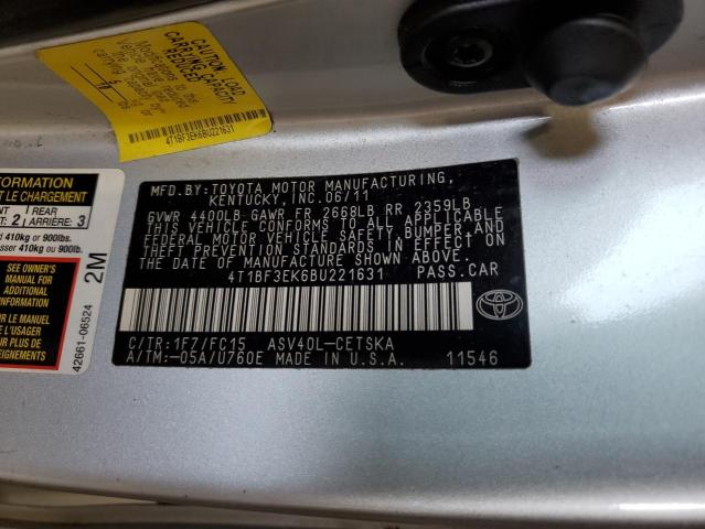 Photo 11 VIN: 4T1BF3EK6BU221631 - TOYOTA CAMRY BASE 