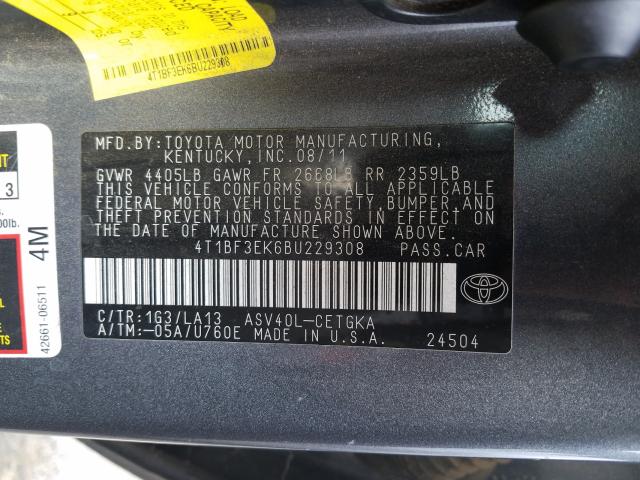 Photo 9 VIN: 4T1BF3EK6BU229308 - TOYOTA CAMRY BASE 