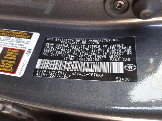 Photo 9 VIN: 4T1BF3EK6BU592563 - TOYOTA CAMRY BASE 