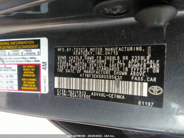 Photo 8 VIN: 4T1BF3EK6BU595611 - TOYOTA CAMRY 