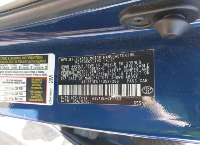 Photo 8 VIN: 4T1BF3EK6BU597309 - TOYOTA CAMRY 