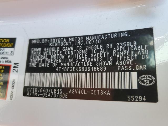 Photo 9 VIN: 4T1BF3EK6BU618689 - TOYOTA CAMRY BASE 