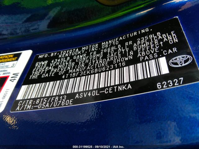 Photo 8 VIN: 4T1BF3EK6BU623116 - TOYOTA CAMRY 