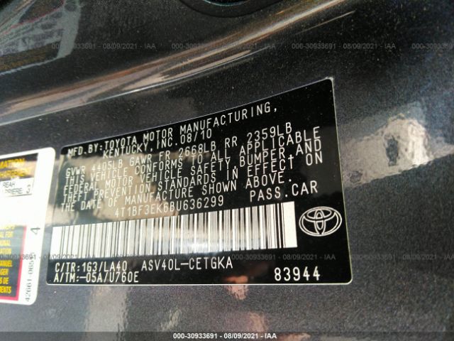 Photo 8 VIN: 4T1BF3EK6BU636299 - TOYOTA CAMRY 