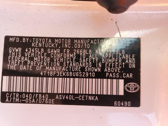 Photo 11 VIN: 4T1BF3EK6BU652910 - TOYOTA CAMRY BASE 