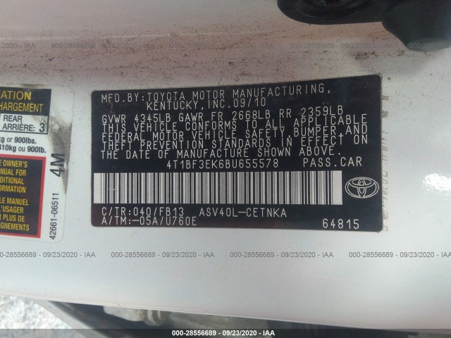 Photo 8 VIN: 4T1BF3EK6BU655578 - TOYOTA CAMRY 