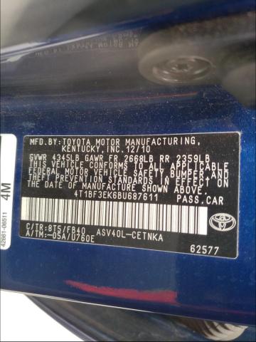 Photo 9 VIN: 4T1BF3EK6BU687611 - TOYOTA CAMRY BASE 