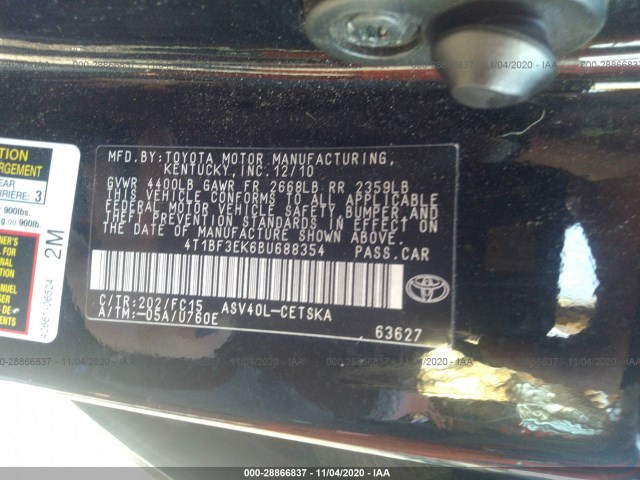 Photo 8 VIN: 4T1BF3EK6BU688354 - TOYOTA CAMRY 