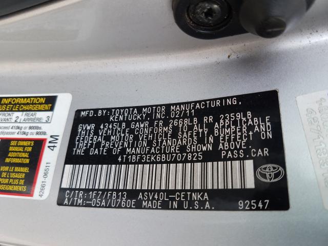 Photo 9 VIN: 4T1BF3EK6BU707825 - TOYOTA CAMRY 