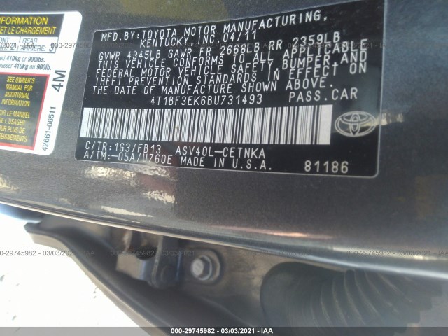 Photo 8 VIN: 4T1BF3EK6BU731493 - TOYOTA CAMRY 