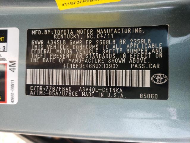 Photo 9 VIN: 4T1BF3EK6BU733907 - TOYOTA CAMRY BASE 