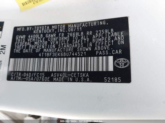 Photo 8 VIN: 4T1BF3EK6BU744521 - TOYOTA CAMRY 