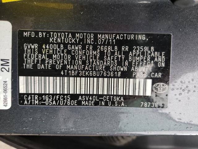 Photo 9 VIN: 4T1BF3EK6BU763618 - TOYOTA CAMRY BASE 