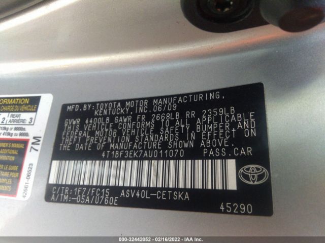 Photo 8 VIN: 4T1BF3EK7AU011070 - TOYOTA CAMRY 