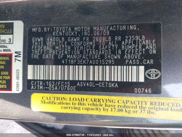 Photo 8 VIN: 4T1BF3EK7AU015295 - TOYOTA CAMRY 