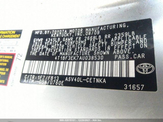 Photo 8 VIN: 4T1BF3EK7AU038530 - TOYOTA CAMRY 