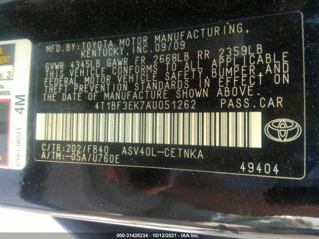 Photo 8 VIN: 4T1BF3EK7AU051262 - TOYOTA CAMRY 