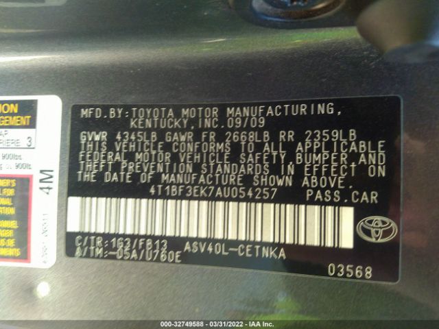 Photo 8 VIN: 4T1BF3EK7AU054257 - TOYOTA CAMRY 