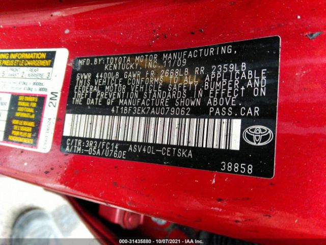 Photo 8 VIN: 4T1BF3EK7AU079062 - TOYOTA CAMRY 