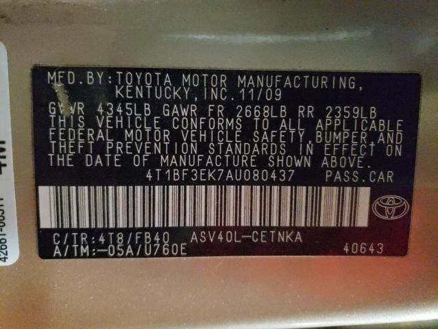 Photo 9 VIN: 4T1BF3EK7AU080437 - TOYOTA CAMRY BASE 