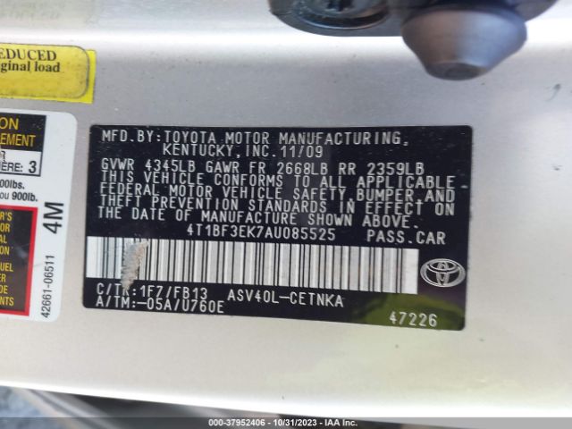 Photo 8 VIN: 4T1BF3EK7AU085525 - TOYOTA CAMRY 