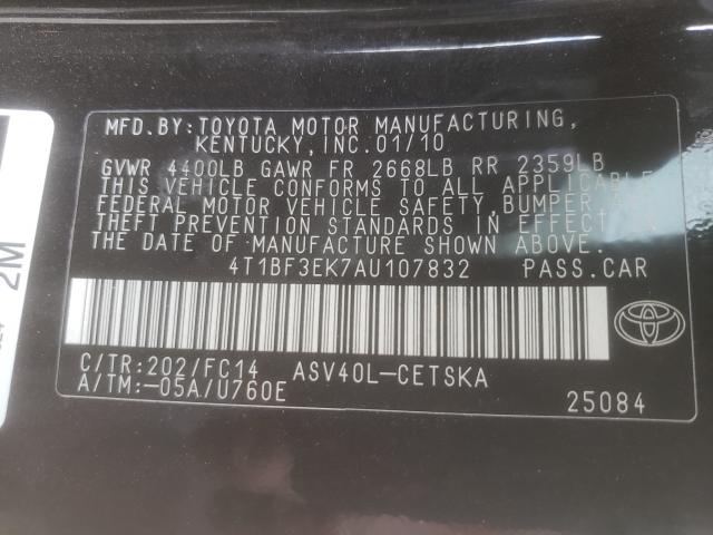 Photo 9 VIN: 4T1BF3EK7AU107832 - TOYOTA CAMRY BASE 