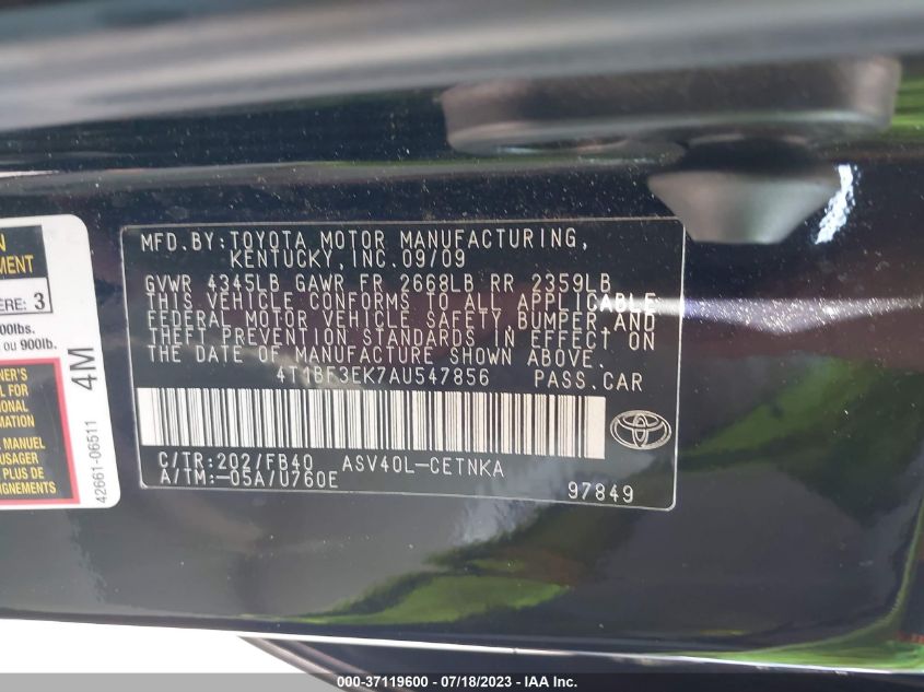 Photo 8 VIN: 4T1BF3EK7AU547856 - TOYOTA CAMRY 