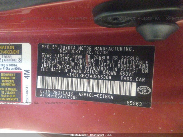 Photo 8 VIN: 4T1BF3EK7AU555309 - TOYOTA CAMRY 